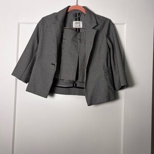 Zara Gorls Black and White Houndstooth Jacket and matching mini skirt